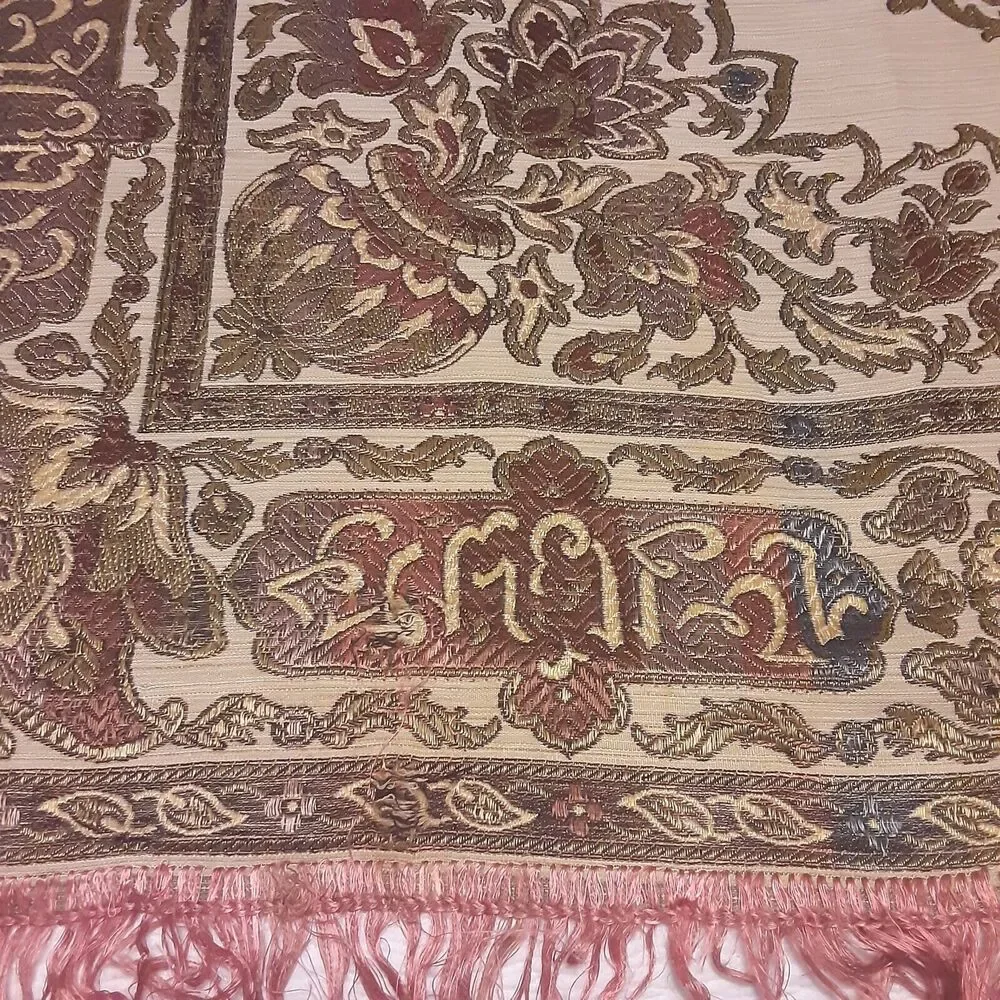 Vintage Woven And Fringed Tablecloth Middle Eastern Eclectic Urduian